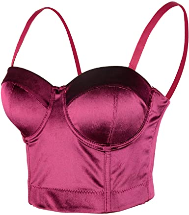 Red purple satin corset bustier top