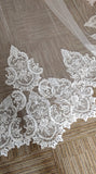 Cathedral length long lace appliques chic wedding veil - Anna's Couture Dresses