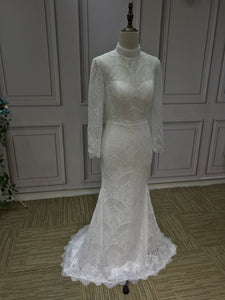long sleeves lace mermaid wedding dresses