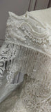 Long sleeves crystals tassels pearls beading ivory glitter ball gown wedding dresses in 2019 - Anna's Couture Dresses