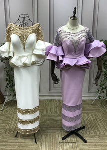 Two pieces pearls crystals beaded prom dresses 2019 - Anna's Couture Dresses