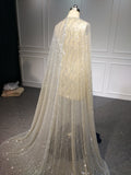 Gold sliver ivory white glitter shiny wedding cape - Anna's Couture Dresses