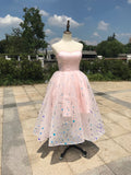 Sweetheart pink crystals sequins handmade beaded ball skirt tea length couture prom dress 2020