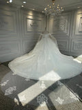 Vintage off shoulder lace appliqués ball gown wedding dress 2020