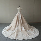 Custom designs nude pink ball gown skirt wedding prom dress