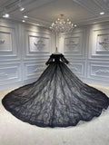Two styles black glitter sparkling ball gown gothic wedding dress 2020