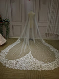 Heart shaped lace appliqués cathedral length veil at 3 meters 5 meters 7 meters 10 meters