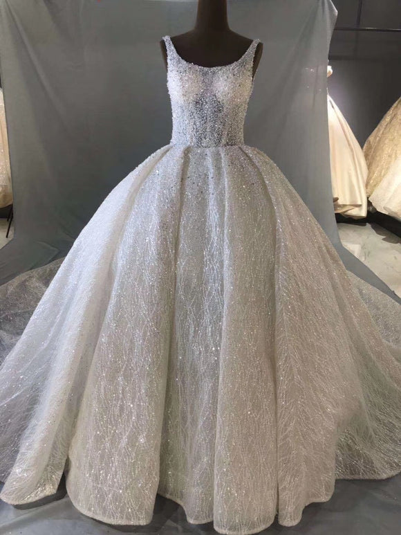 Glitter Ball Gowns Wedding Dresses Full Sleeves Bride Ruffles Skirt Bridal  Dress | Fruugo BH