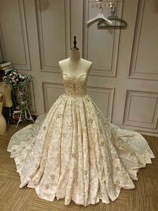 Luxury crystlas pearls beaded ball gown wedding dresses