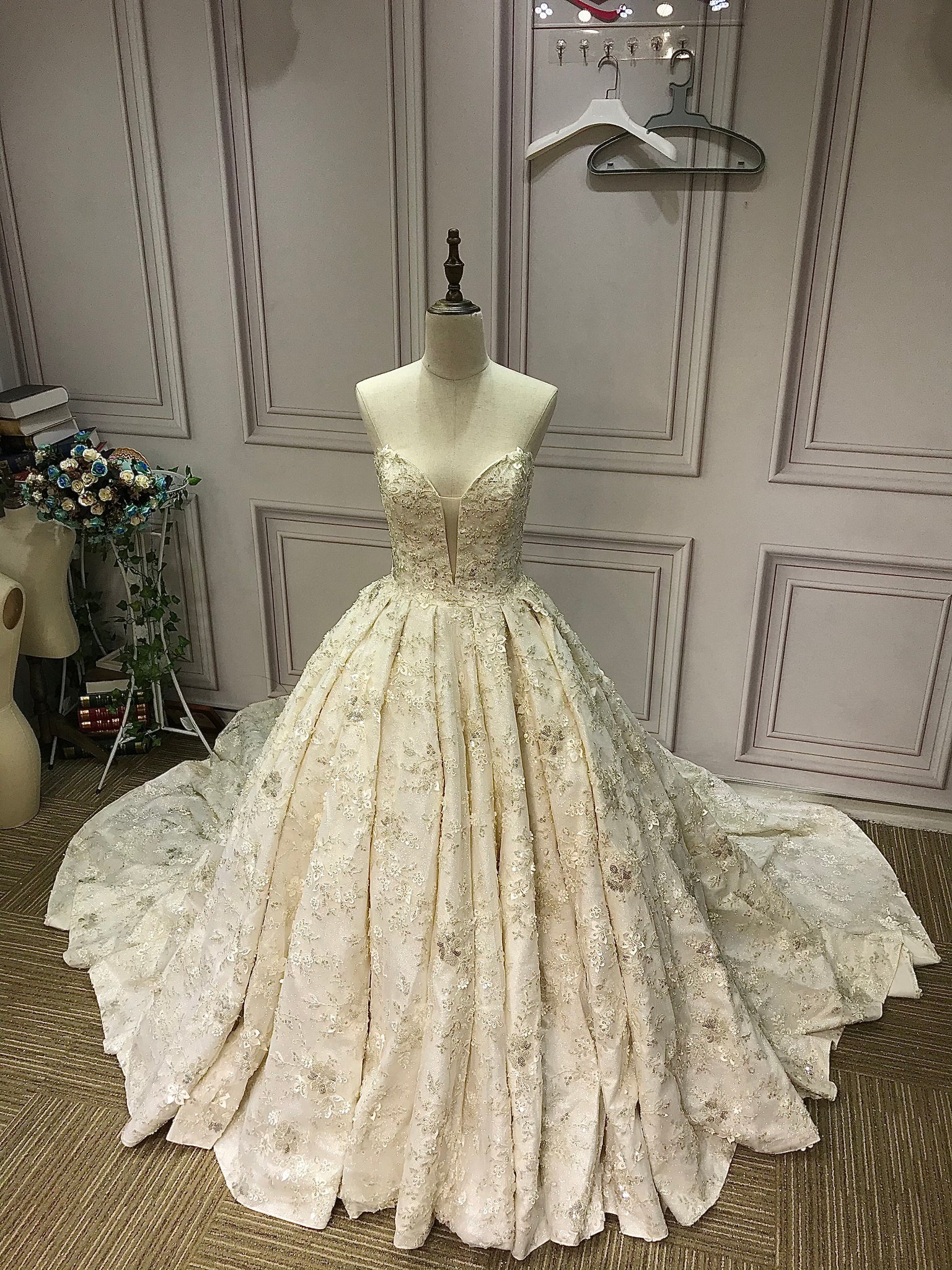 Ball Gown Sweetheart Glitter Court Train Wedding Dresses | MillyBridal