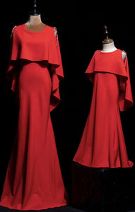 Elegant red mother and the daughter dresses 2020