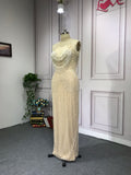 luxury pearls crystals handmade beaded couture nude prom dresses 2020
