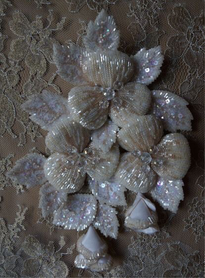 Handmade embroidery beaded 3 pieces flowers for dresses designs embellishments ,decoration , as DIY gifts