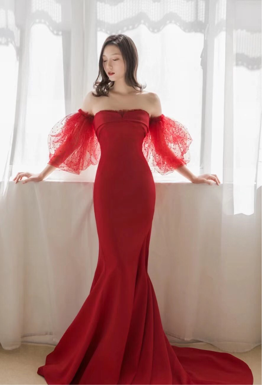 red mermaid prom dresses 2021 Chic bohemian red mermaid formal graduation dress 2021 – Anna's Couture  Dresses
