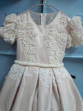 Pink red Lace appliqués mother and daughter dresses