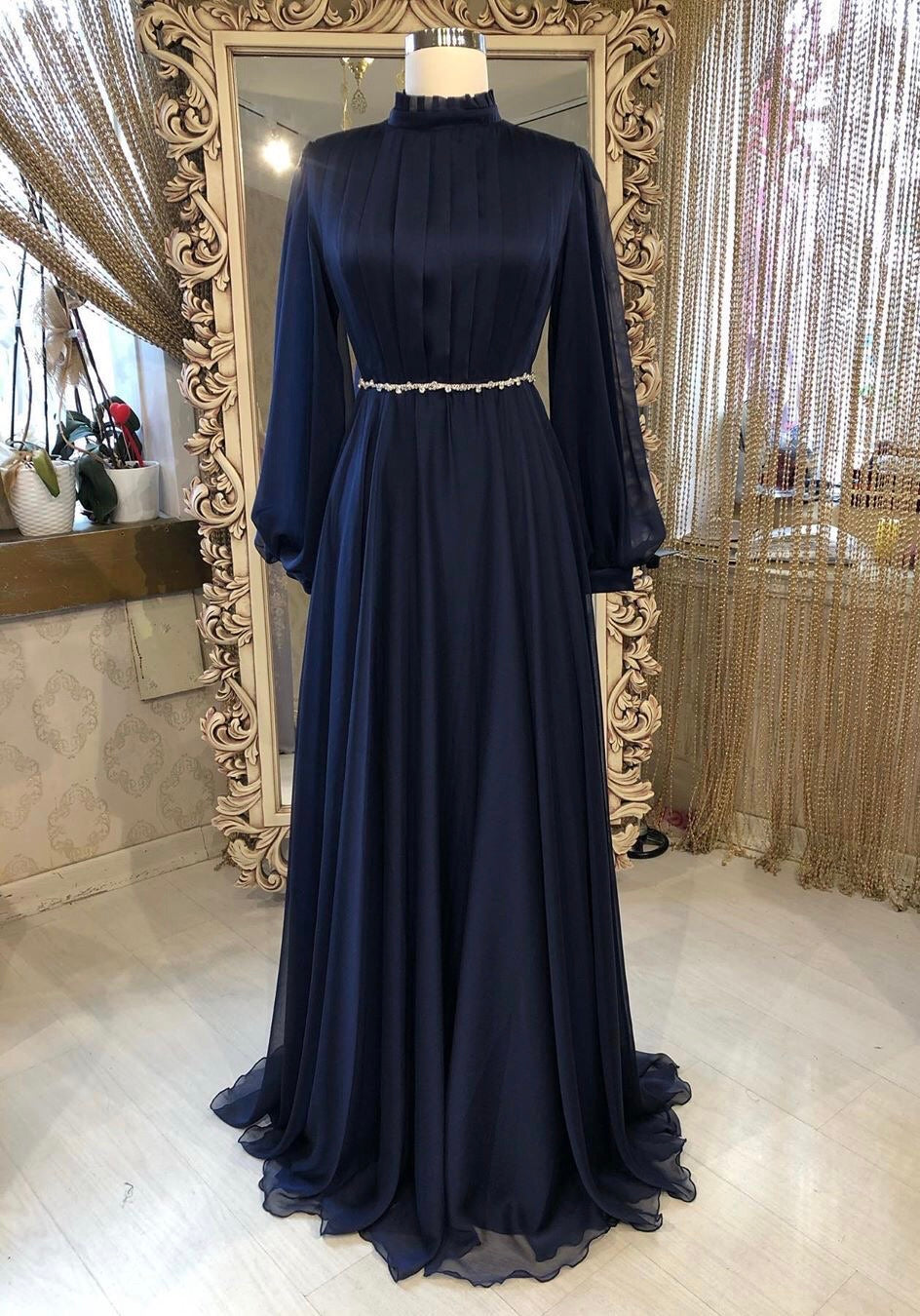 Chiffon long sleeves high neck Muslim fashion prom dress 2020 Anna's Couture Dresses Chiffon long sleeves high neck Muslim fashion prom dress 2020 Anna's Couture Dresses