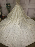 Luxurious heavy embroidery beaded glitter sparkling couture off white ball gown wedding wedding dress 2021#112204