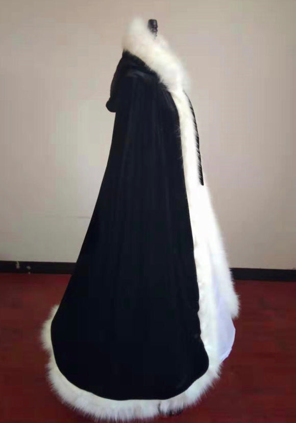 Christmas gift black winter wedding accessories fur cloak with hoop
