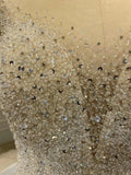 Long sleeves crystals rhinestones handmade beaded bodice ball gown wedding dress 2020