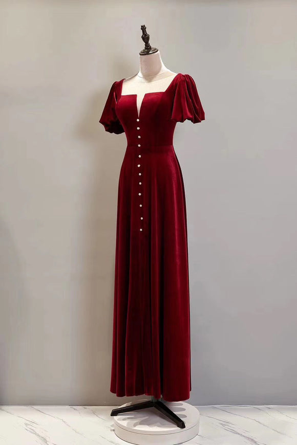 Chic velvet red prom dress 2020