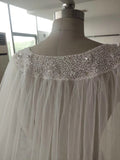 Muslim brides wedding accessories lace tulle cloak with crystals pearls beaded