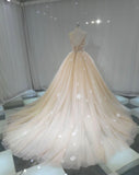 Fairytale stars champagne cream tulle ball gown skirt wedding dress