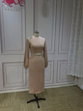 Chic champagne nude semi formal prom maxi dresses,mother of the bride dress 2024#112212