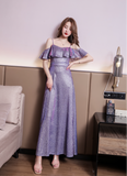 Sparkling fabric off shoulder prom cocktail dress 2020