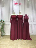 Red burgundy pink chiffon bridesmaids dresses - Anna's Couture Dresses