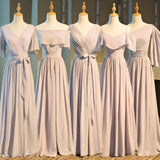 Dusty pink multi style chiffon bridesmaid dresses