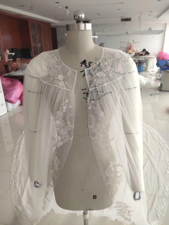 Muslim brides wedding accessories lace tulle cloak