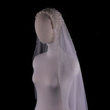 Cathedral length chic pearls beaded wedding veil
