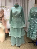 Lighter dusty green layered chic maxi skirt prom dress 2022