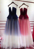 2020 most popular gradient color tulle A line semi formal graduation prom dress