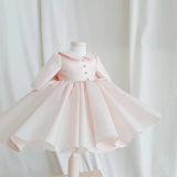 Red ivory pink long sleeves little baby toddlers girl tutu birthday party dress - Anna's Couture Dresses