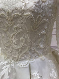 Vintage long sleeves lace appliqués glitter sparkling ball gown Muslim wedding dress 2020