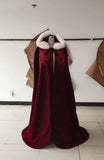 Winter wedding accessories velvet fur cloak with hood