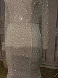 Ivory crystals sequins all handmade beaded long sleeves mermaid engagement prom dresses 2020 - Anna's Couture Dresses