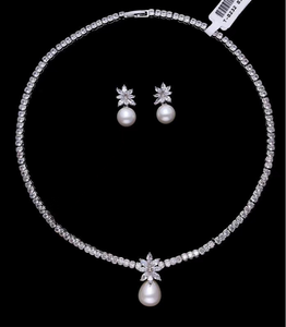 Chic zircon crystals bridal necklace jewelry sets
