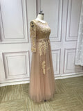 Chic champagne nude lace appliques pearls beaded tulle semi formal graduation dresses 2021#112211