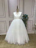 Ivory glitter sparkling senior flowers bridesmaids wedding reception dresses 2024