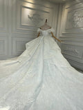 Vintage off shoulder lace appliqués ball gown wedding dress 2020