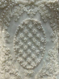 Long sleeves lace pearls beaded mermaid wedding dress