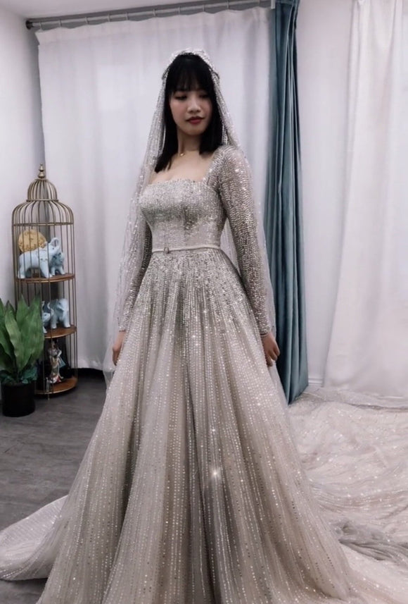 High Neck Stand Collar Muslim Wedding Dresses Ball Gown Short Sleeves Heavy  Beading Quality Wedding Dress White Color Wx0205 - Wedding Dresses -  AliExpress