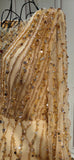 Handmade beaded gold crystals sequins rhinestone mermaid engagement prom couture dresses - Anna's Couture Dresses