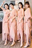 Lighter pink multi style chiffon bridesmaid dresses