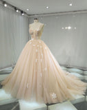 Fairytale stars champagne cream tulle ball gown skirt wedding dress