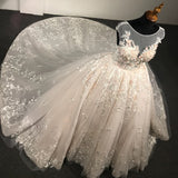 Custom made baby pink floral lace ball gown skirt wedding prom dress