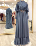Long sleeves cape Muslim fashion prom dresses 2020
