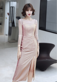 Sparkling fabric prom slit cocktail dress 2020